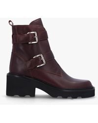 Alpe - Arose Burgundy Leather Double Buckle Ankle Boots - Lyst