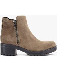 Daniel - Locky Taupe Suede Block Heel Ankle Boots - Lyst