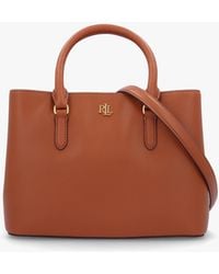 Ralph Lauren - Marcy 26 Lauren Tan Leather Satchel Bag - Lyst