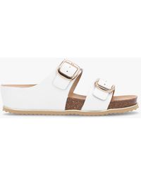 Daniel - Ibuckle White Leather Two Bar Low Wedge Mules - Lyst