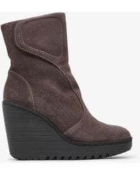 Fly London - Dally Anthracite Suede High Wedge Ankle Boots - Lyst