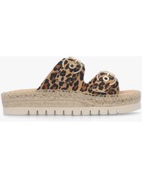 Daniel - Jools Leopard Pony Hair Flatform Espadrille Mules - Lyst