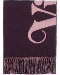 Vivienne Westwood - Double Face Half Logo Plum Wool Scarf - Lyst