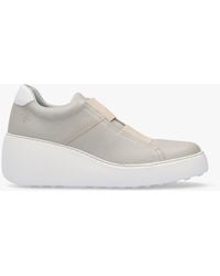 Fly London - Dito Silver Leather Wedge Trainers - Lyst