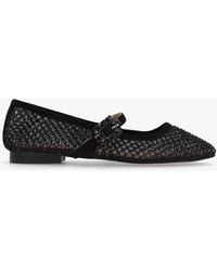 Daniel - Alma Black Suede Crystal Mesh Mary Jane Pumps - Lyst