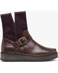 Fly London - Ruth Purple Leather & Suede Chunky Ankle Boots - Lyst
