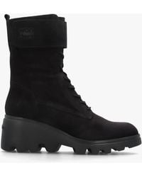 Wonders - Suede Cleated Wedge Ankle Boots - Lyst