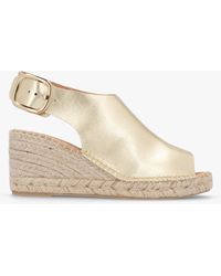 Daniel - Kathie Gold Leather Peep Toe Sling Back Wedge Espadrilles - Lyst