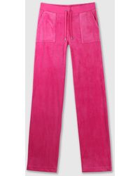 Juicy Couture - Del Ray Raspberry Rose Velour Pocketed Lounge Pants - Lyst