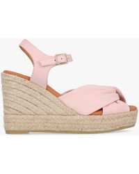 Daniel - Kimberly Pink Leather Knotted Wedge Espadrille Sandals - Lyst