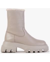 COPENHAGEN - Beige Leather Chunky Ankle Boots - Lyst