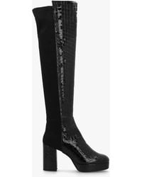 Russell & Bromley - Honey Moc Croc Block Heeled Platform Over The Knee Boots - Lyst