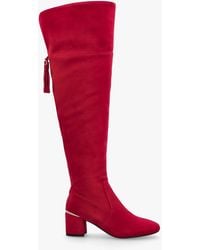 Moda In Pelle - Retta Red Suede Block Heel Over The Knee Boots - Lyst