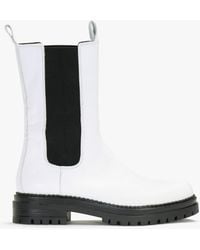 Daniel - Izzie White Leather Elongated Chelsea Boots - Lyst