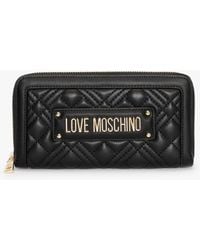 Love Moschino - Quilted Ii Black Zip Around Wallet - Lyst