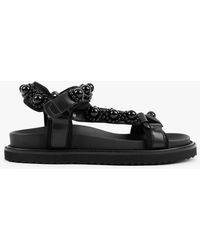 Daniel Searl Black Leather Embellished Sandals