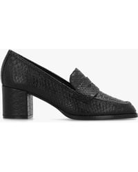 Daniel - Dark Python Leather Block Heel Loafers - Lyst