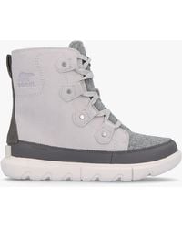 Sorel - Explorer Next Joan Moonstone Sea Salt Suede Ankle Boots - Lyst