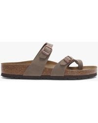 Birkenstock - Mayari Birko-Flor Nubuck Mocca Thong Sandals - Lyst