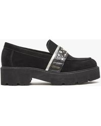 Daniel - Tia Black Suede Embellished Chunky Loafers - Lyst