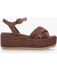 DONNA LEI - Ferris Brown Leather Woven Flatform Sandals - Lyst