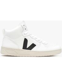 Veja - V-15 Leather Extra White Black High-top Trainers - Lyst