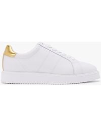 Lauren by Ralph Lauren - Angeline Iv White & Gold Leather Trainers - Lyst