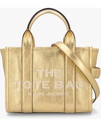 Marc Jacobs - The Metallic Leather Small Gold Tote Bag - Lyst