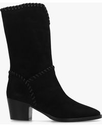 Daniel - Nyla Whipstitched Stacked Heel Calf Boots - Lyst