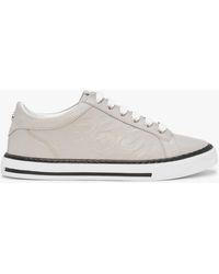 Moda In Pelle - Arelie Light Grey Leather Embossed Leopard Print Trainers - Lyst