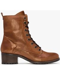 Moda In Pelle - Bezzie Tan Leather Block Heel Ankle Boots - Lyst