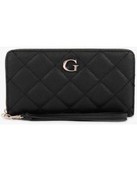 Guess Gillian Cheque Quilted Black Organizer Wallet