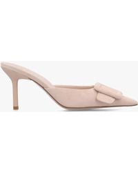 Daniel - Etta Nude Suede Buckle Trim Heeled Mules - Lyst