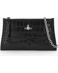 Vivienne Westwood - Small Flat Croc Embossed Leather Clutch Bag - Lyst