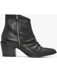 Moda In Pelle - Coralie Black Leather Western Ankle Boots - Lyst