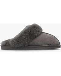 Daniel - Shut Grey Sheepskin Twinface Slippers - Lyst