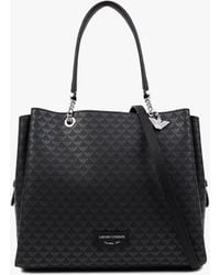 Emporio Armani - Bag In Micro-grain Synthetic Leather With All-over Logo - Lyst
