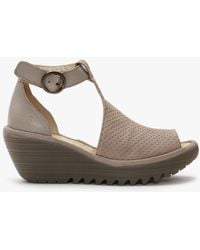 fly london perforated leather wedge sandals