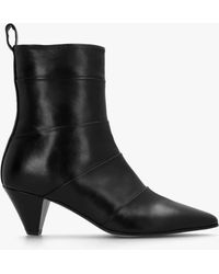 Daniel - Napel Black Leather Pannel Cone Heel Ankle Boots - Lyst