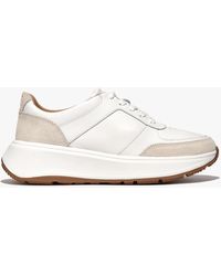 Fitflop - F Mode Urban White Leather Flatform Trainers - Lyst