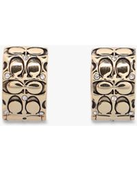 COACH - Logo Quilt Huggie Hoops - Lyst