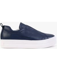 Daniel Slippy Navy Leather Laceless Trainers - Blue