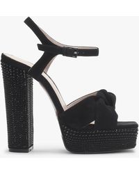 Daniel - Shelby Black Suede Embellished Platform Heeled Sandals - Lyst