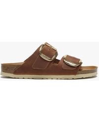 Birkenstock - Arizona Big Buckle Tan Leather Two Bar Mules - Lyst