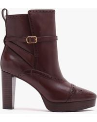Lauren by Ralph Lauren - Mckinsey Brown Leather Platform High Heel Ankle Boots - Lyst