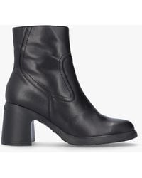 Wonders - Min Black Leather Block Heel Ankle Boots - Lyst