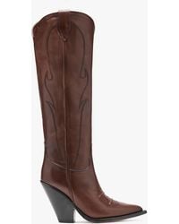 Sonora Boots - Rancho Maxi Flower Brown Leather Western Knee Boots - Lyst