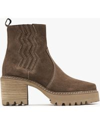 Alpe - Airedale Tan Suede Platform Heeled Boots - Lyst