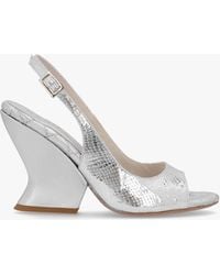 Daniel - Margot Silver Leather Reptile Sculpted Wedge Sandals - Lyst