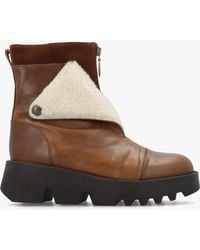 Fly London - Zufe Camel Leather Chunky Ankle Boots - Lyst
